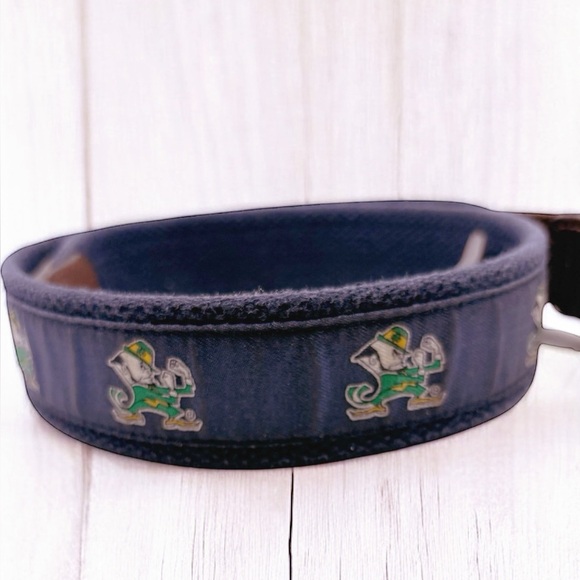 Vineyard Vines Mens Belt 32 Blue Leather Fighting Irish Golf Casual Brown 32 EUC - Picture 2 of 10